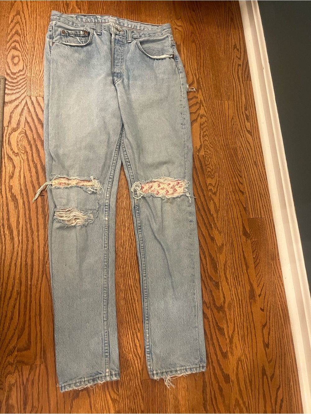 Levi Light Blue Distressed patched Jeans - Picture 2 of 10